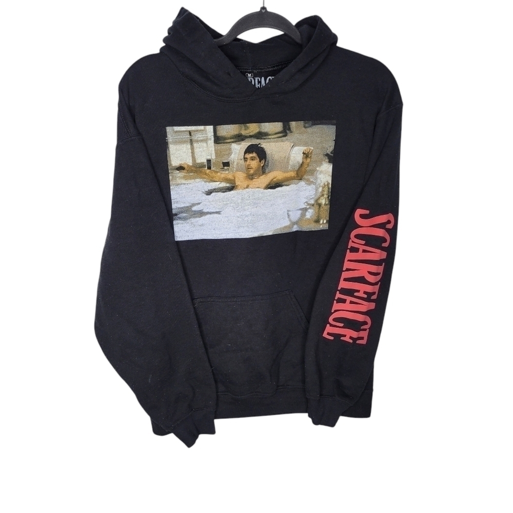 Scarface Tony Montana Official Graphic Hooded Sweatshirt in Black Size Medium